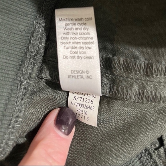 Athleta Seline Linen Skirt Army Green Size 16 Tall Drawstring Waist Pull On - Picture 6 of 7